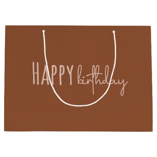 Boho Summer Brown Terracotta Trendy Happy Birthday Groot Cadeauzakje (Voorkant)