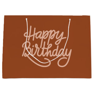 Boho Summer Brown Terracotta Trendy Happy Birthday Groot Cadeauzakje