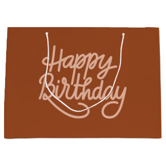 Boho Summer Brown Terracotta Trendy Happy Birthday Groot Cadeauzakje