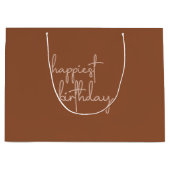 Boho Summer Brown Terracotta Trendy Happy Birthday Groot Cadeauzakje (Voorkant)