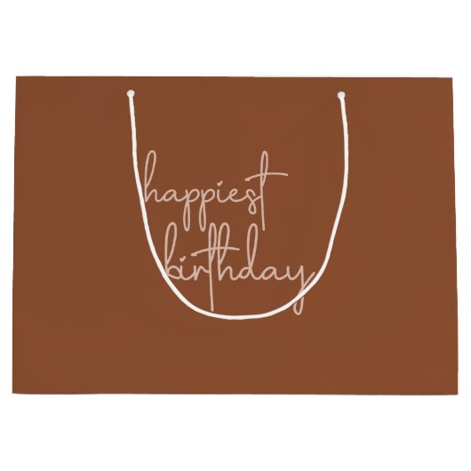Boho Summer Brown Terracotta Trendy Happy Birthday Groot Cadeauzakje (Voorkant)