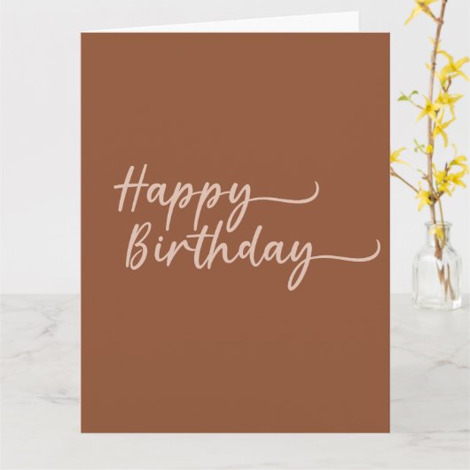 Boho Summer Brown Terracotta Trendy Happy Birthday Kaart (Gele Bloem)