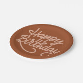 Boho Summer Brown Terracotta Trendy Happy Birthday Papieren Bordje (Gekanteld)