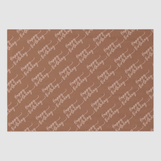 Boho Summer Brown Terracotta Trendy Happy Birthday Tissuepapier (Voorkant)