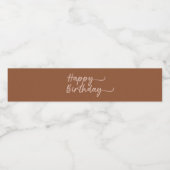 Boho Summer Brown Terracotta Trendy Happy Birthday Waterfles Etiket (Enkel label)
