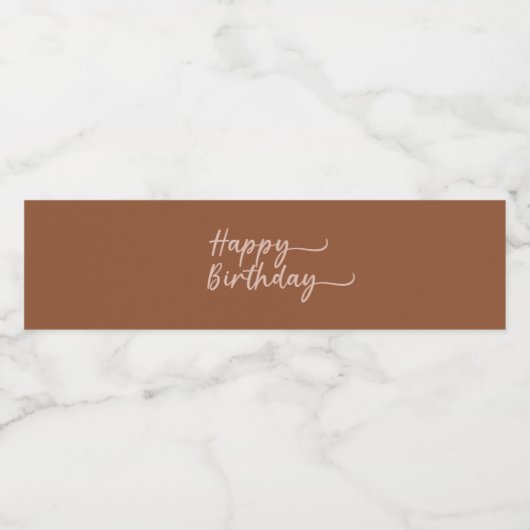 Boho Summer Brown Terracotta Trendy Happy Birthday Waterfles Etiket (Enkel label)