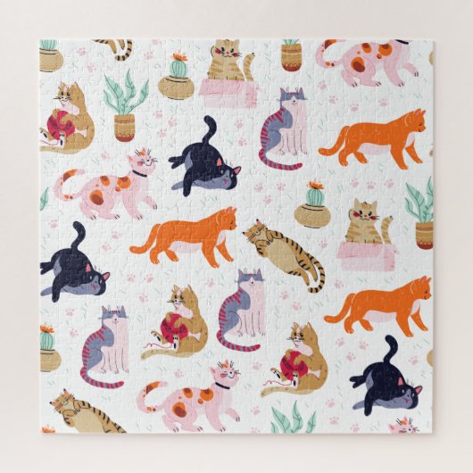 Boho Summer Cute Cats Green Cactus Legpuzzel (Verticaal)