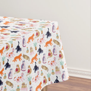 Boho Summer Cute Cats Green Cactus Tafelkleed