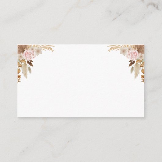 Boho Summer Dried Floral Baby shower Diaper Raffle Informatiekaartje (Achterkant)