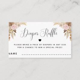 Boho Summer Dried Floral Baby shower Diaper Raffle Informatiekaartje