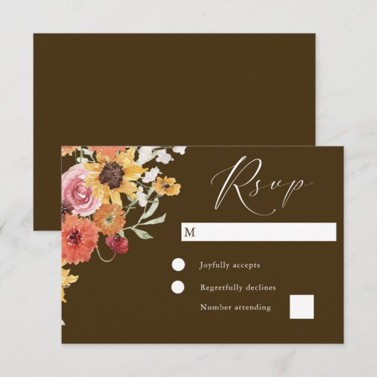 Boho Summer Floral Modern Wedding RSVP Kaartje (Voorkant / Achterkant)