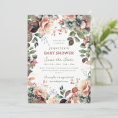 Boho Summer Garden Floral Baby shower Save Date Kaart (Staand voorkant)