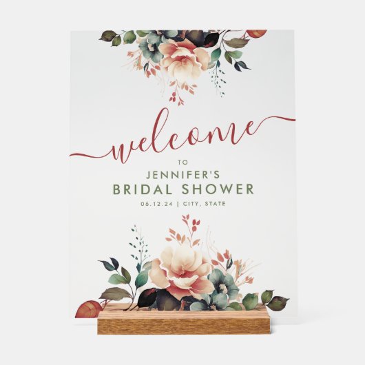 Boho Summer Garden Floral Vrijgezellenfeest Welkom Acryl Bord (Voorkant)