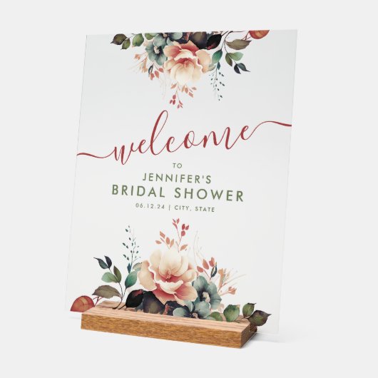 Boho Summer Garden Floral Vrijgezellenfeest Welkom Acryl Bord (Hoek)