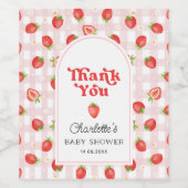 Boho Summer Strawberry Baby shower Favorieten Wijn Etiket (Enkel label)