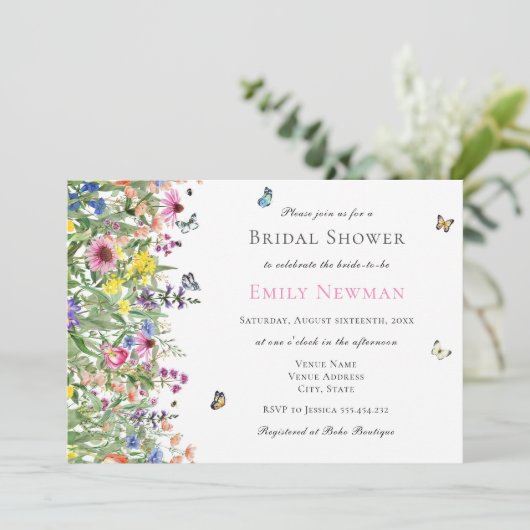 Boho Summer Wildflower Vrijgezellenfeest Kaart (Staand voorkant)