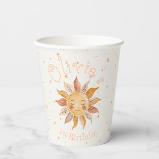 Boho Sun 1e verjaardagsmeisje Papieren Bekers