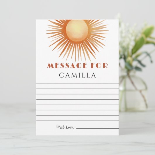 Boho Sun 1st Birthday Time Capsule Note Kaart (Staand voorkant)