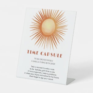 Boho Sun 1st Birthday Time Capsule Reclamebord Met Voetstuk