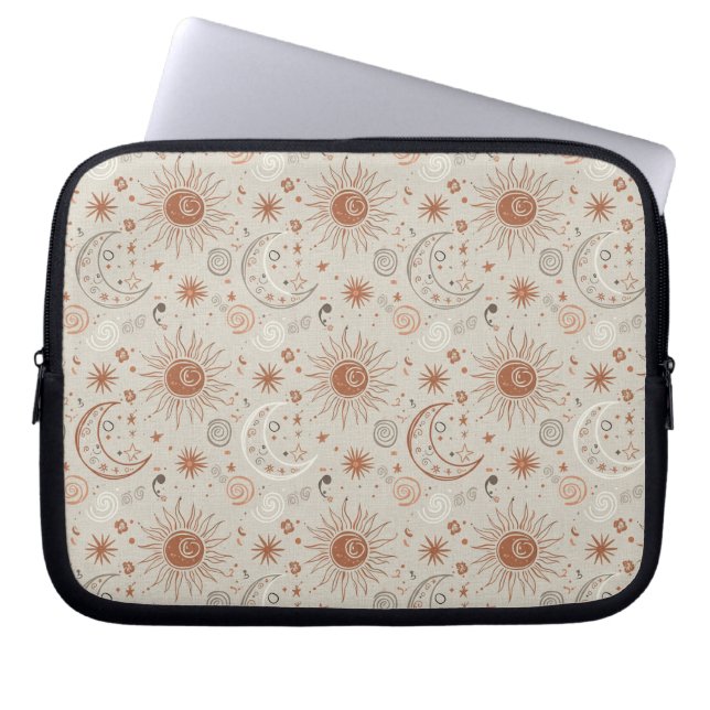 Boho Sun and Moon Pattern Laptop Sleeve (Voorkant)