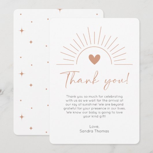 Boho Sun Baby shower bedankje Kaart (Voorkant / Achterkant)