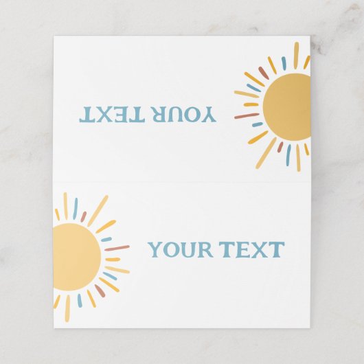 Boho Sun Baby shower Custom Food Tent Plaatskaartje (Buitenkant ongevouwen)