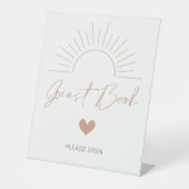 Boho Sun Baby shower Gastenboek Reclamebord Met Voetstuk (Voorkant)