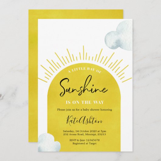 Boho Sun Baby shower Invitation Kaart (Voorkant / Achterkant)