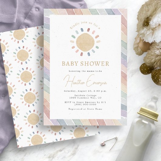 Boho Sun Baby shower Kaart