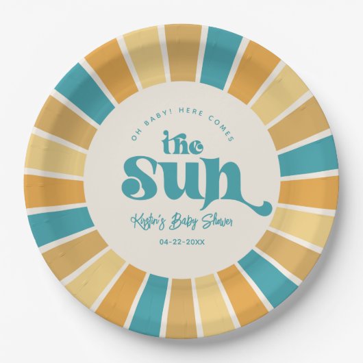 Boho Sun Baby shower Paper Borden Papieren Bordje (Voorkant)
