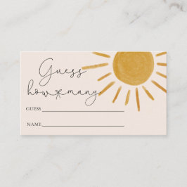 Boho Sun Baby shower raad hoeveel Informatiekaartje