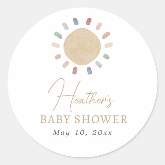 Boho Sun Baby shower Sticker (Voorkant)