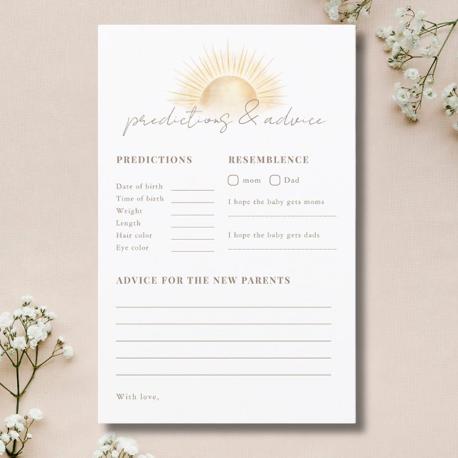 Boho Sun Baby Shower Voorspellingen & Advies Spel (Creator heeft geüpload)