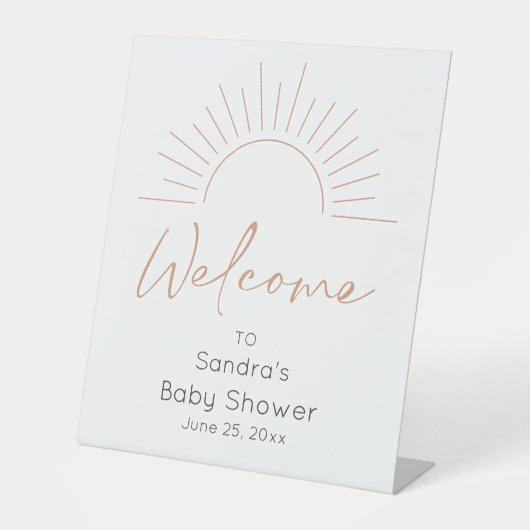 Boho Sun Baby shower Welcome Reclamebord Met Voetstuk (Voorkant)