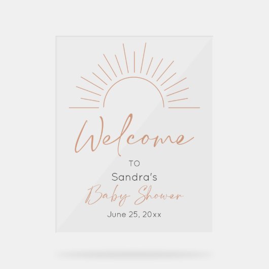 Boho Sun Baby shower Welcome Sign Acryl Bord (Voorkant)