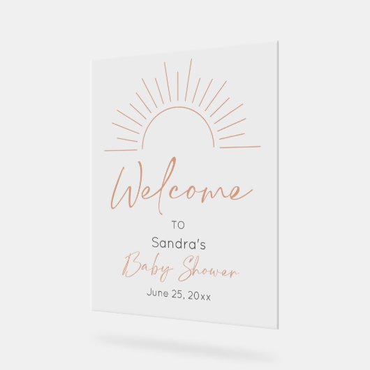 Boho Sun Baby shower Welcome Sign Acryl Bord (Hoek)