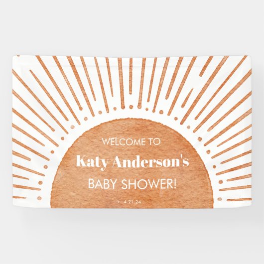 Boho Sun Baby shower welkomstbanner Spandoek (Horizontaal)