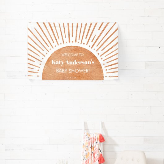 Boho Sun Baby shower welkomstbanner Spandoek (Insitu)