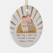 Boho Sun Baby Twins Geboortestatistieken Keep Sake Keramisch Ornament (Rechts)