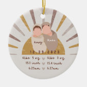 Boho Sun Baby Twins Geboortestatistieken Keep Sake Keramisch Ornament (Voorkant)