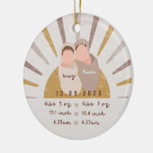 Boho Sun Baby Twins Geboortestatistieken Keep Sake Keramisch Ornament (Links)