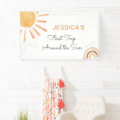 Boho Sun Backdrop Banner Little Sunshine Birthday (Insitu)
