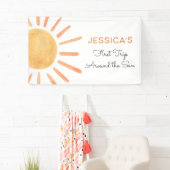 Boho Sun Backdrop Banner Little Sunshine Birthday (Insitu)