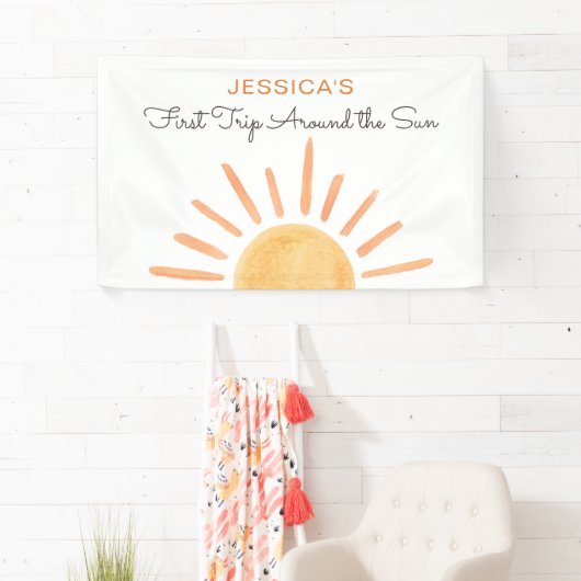 Boho Sun Backdrop Banner Little Sunshine Birthday (Insitu)