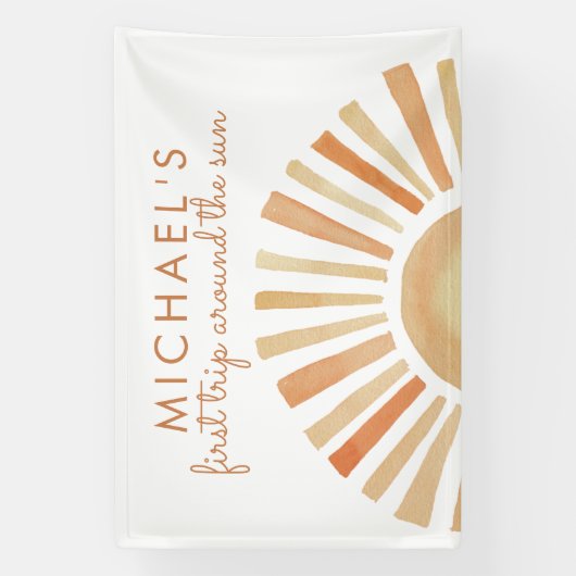 Boho Sun Birthday, Sunshine 1st Birthday Backdrop Spandoek (Verticaal)