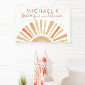 Boho Sun Birthday, Sunshine 1st Birthday Backdrop Spandoek (Insitu)