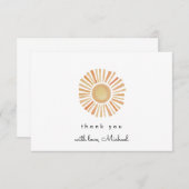 Boho Sun Birthday, Sunshine 1st Birthday Bedankkaart (Voorkant / Achterkant)