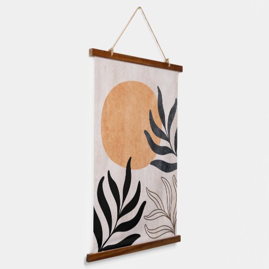 Boho sun botanische plant kunst abstract minimaal hangend wandkleed (Gebogen)