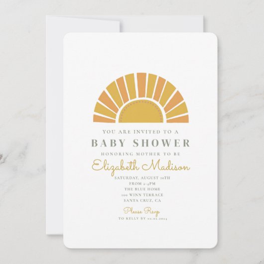 Boho Sun Colorful Baby shower Kaart (Voorkant)