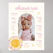 Boho Sun eerste verjaardag mijlpaal teken Poster (Voorkant)